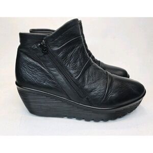 Womens Size 8.5 Skechers Parallel Double Trouble Ankle Bootie Black Wedge